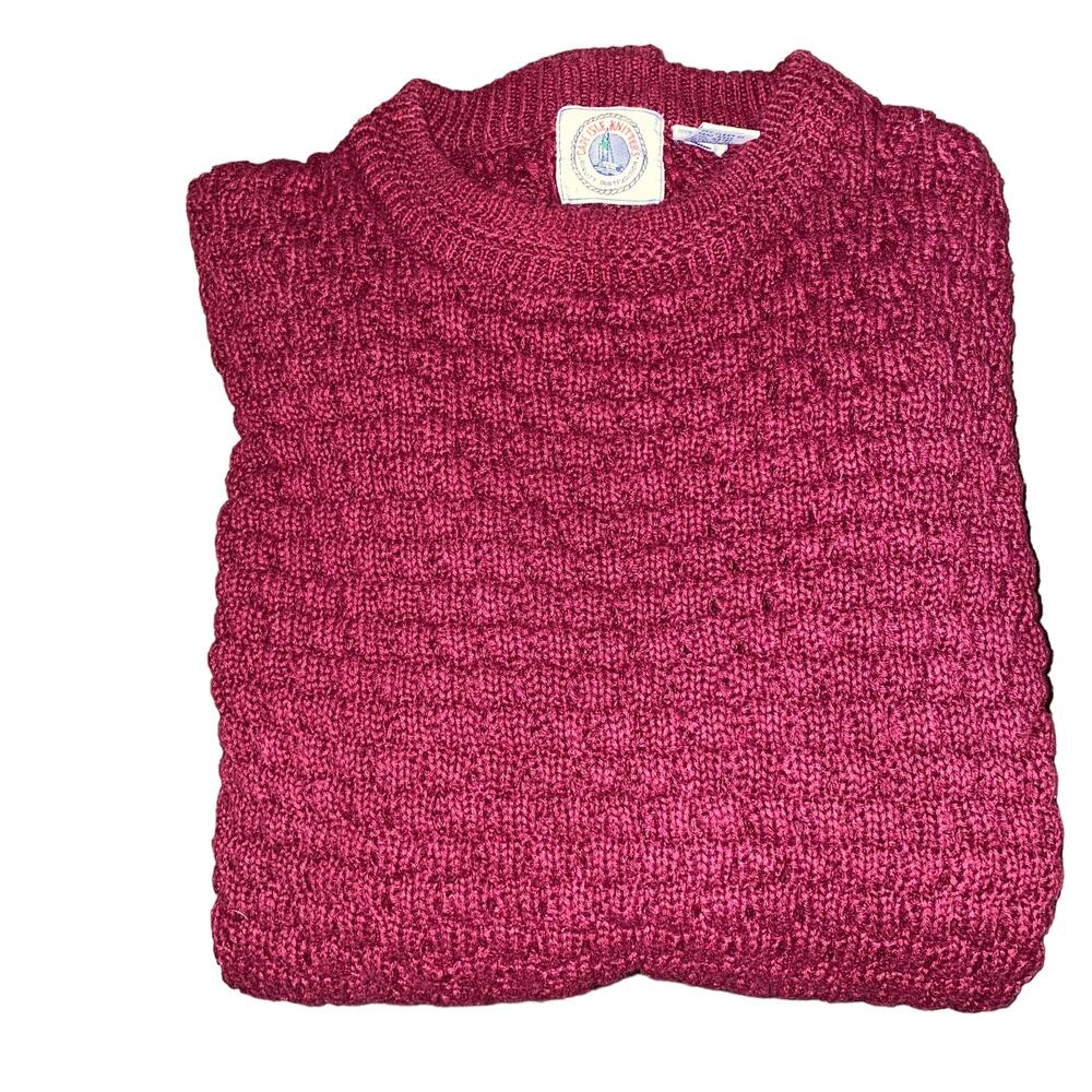 Vintage Cape Isle Knitters Cable knit Pullover preppy casual Sweater Burgundy XL